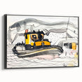 Modern Wall Art - Abstract Maritime Study with Yellow Tugboat