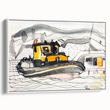 Modern Wall Art - Abstract Maritime Study with Yellow Tugboat