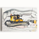 Modern Wall Art - Abstract Maritime Study with Yellow Tugboat