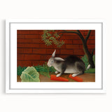Modern Wall Art - Whimsical Rabbit with Carrots and Cabbage
