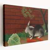 Modern Wall Art - Whimsical Rabbit with Carrots and Cabbage