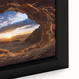 Framed canvas artwork depicting a stunning close-up of a serene landscape with intricate cave formations, showcasing vibrant colors and detailed textures, perfect for home decor.