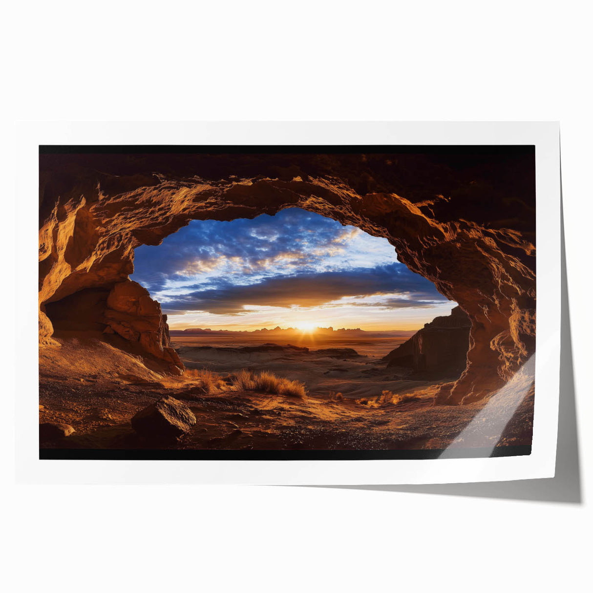 Stunning rolled canvas print showcasing a vibrant landscape scene featuring intricate cave formations and natural textures, ideal for home decor enthusiasts.