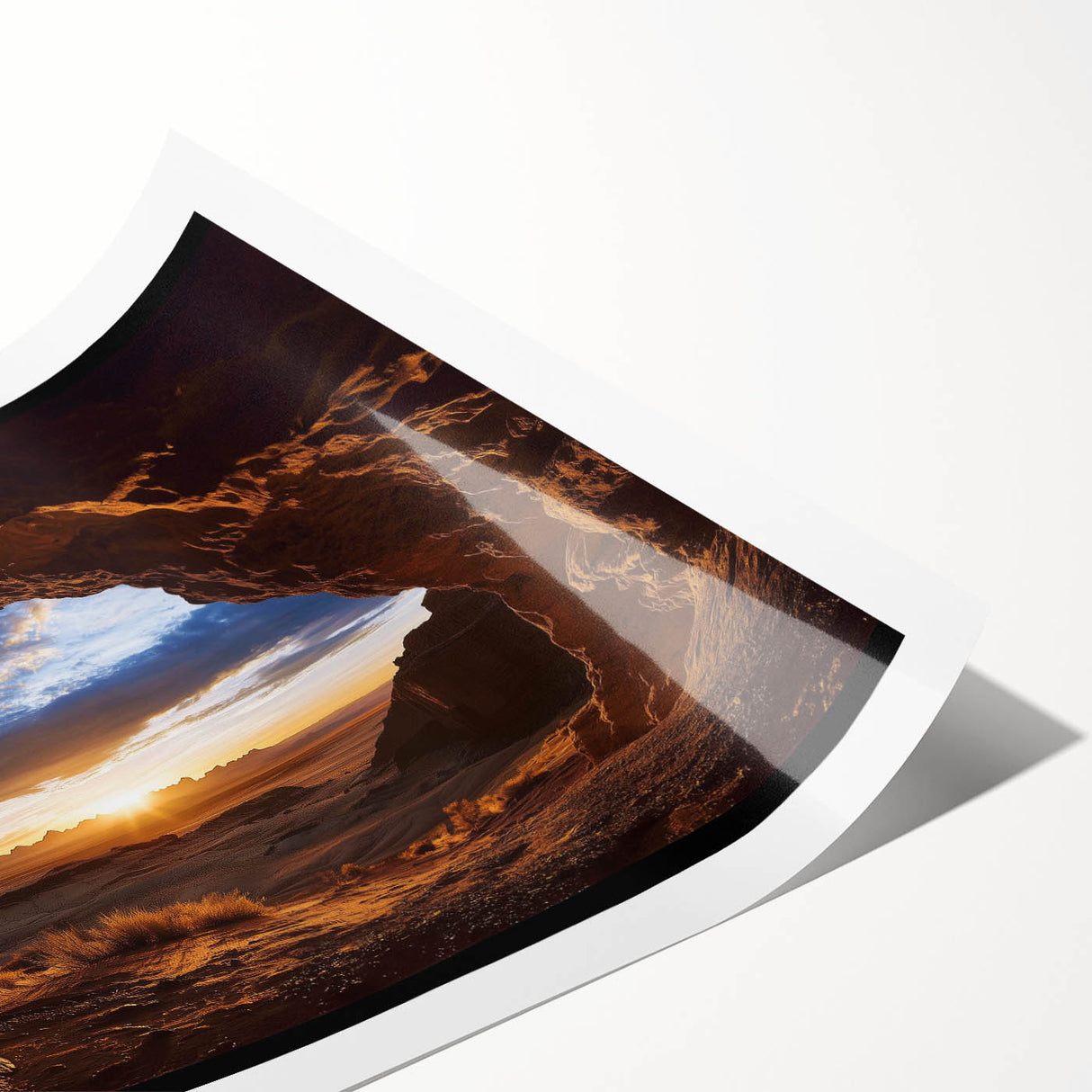 Stunning rolled print showcasing a vibrant landscape of colorful caves, featuring intricate details and textures, perfect for home decor and art enthusiasts.