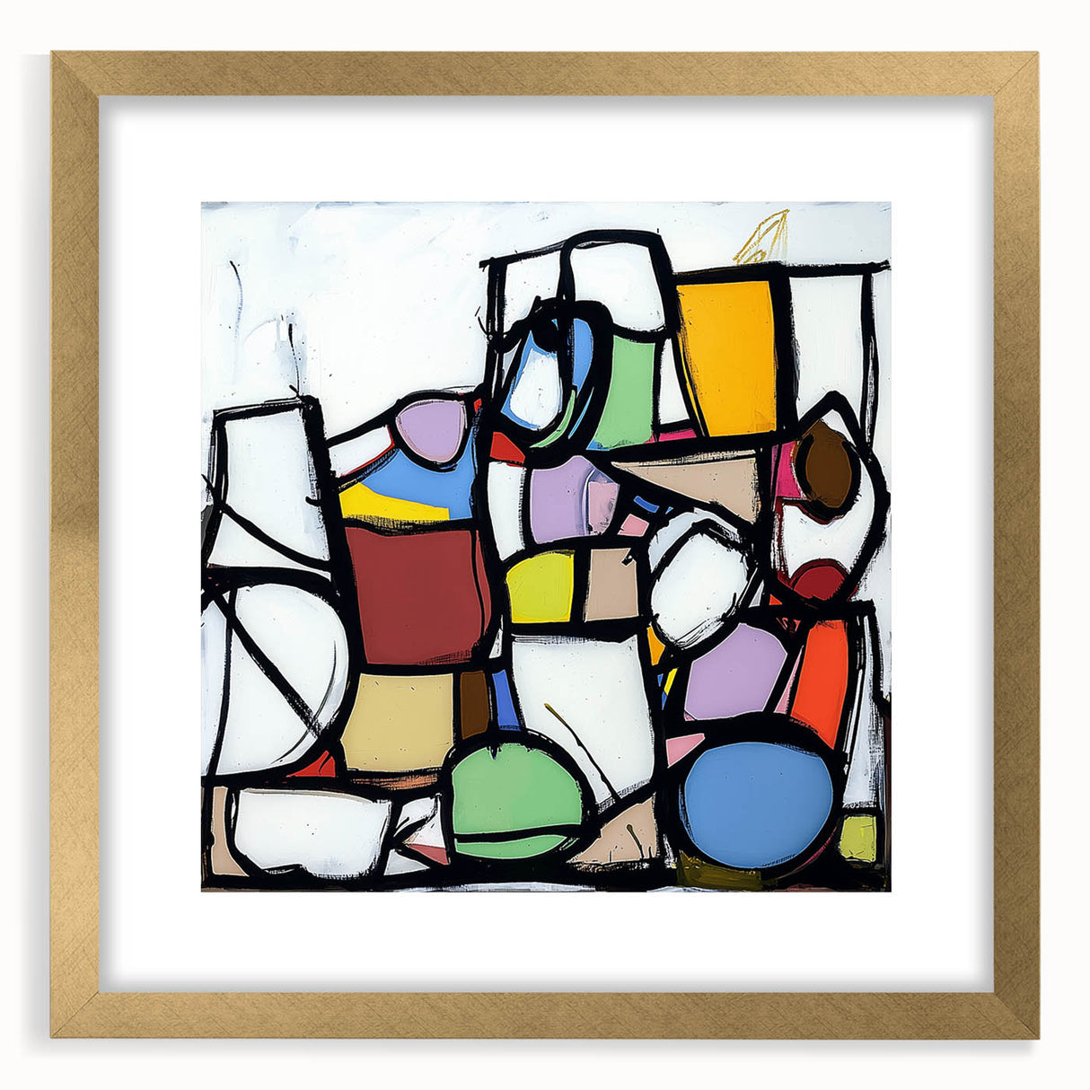 Vibrant Abstract Living Room Wall Art – Multicolor Geometric Canvas