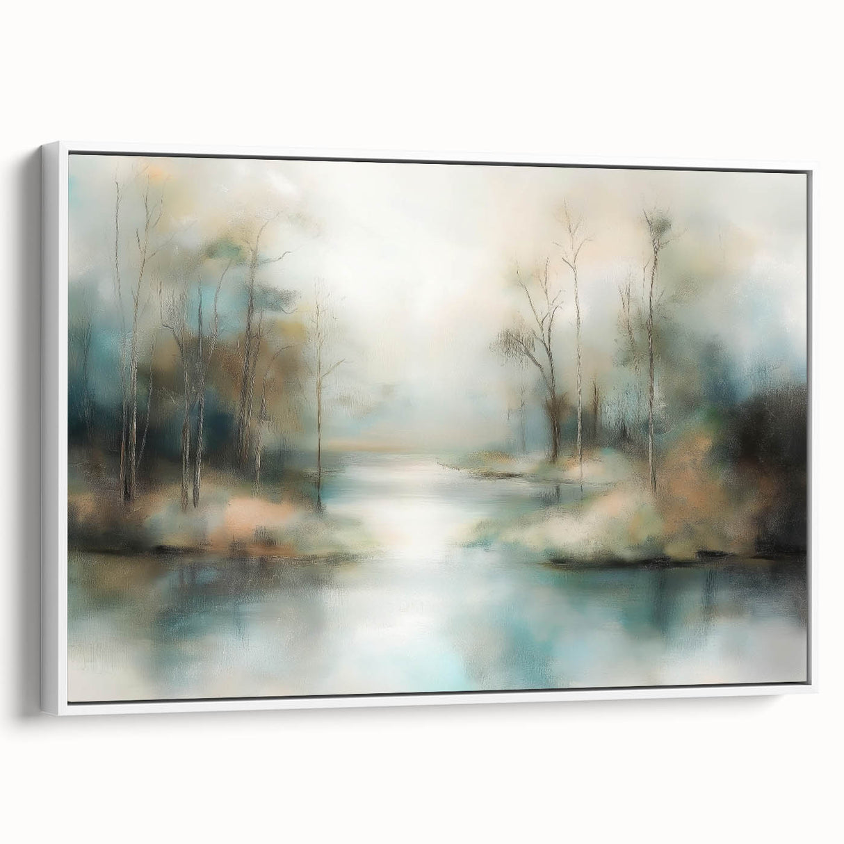 Office Canvas Art - Misty Forest Landscape Framed Print