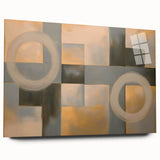 Abstract geometric acrylic glass art piece in vibrant colors, showcasing a modern design with smooth edges and a side view perspective, ideal for contemporary decor.