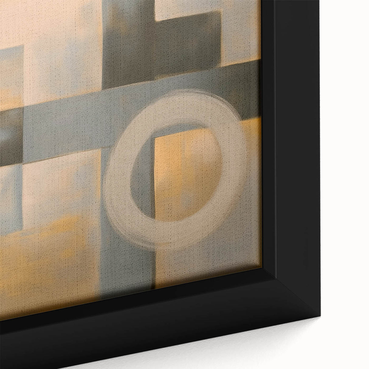 Close-up of an abstract geometric framed canvas showcasing vibrant colors and intricate patterns, perfect for modern home decor and artistic expression.