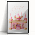 Girls Bedroom Art - Pink Princess Castle Children's Wall Decor