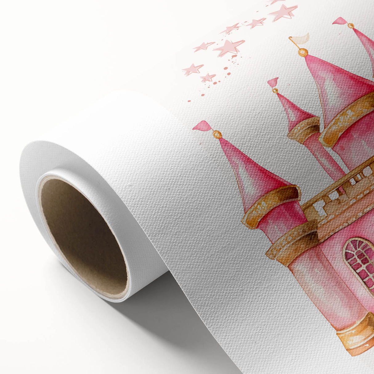 Girls Bedroom Art - Pink Princess Castle Children's Wall Decor