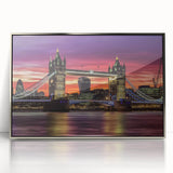 Framed acrylic artwork of a modern landscape bridge in silver tones, showcasing intricate details and vibrant colors, ideal for contemporary home decor.