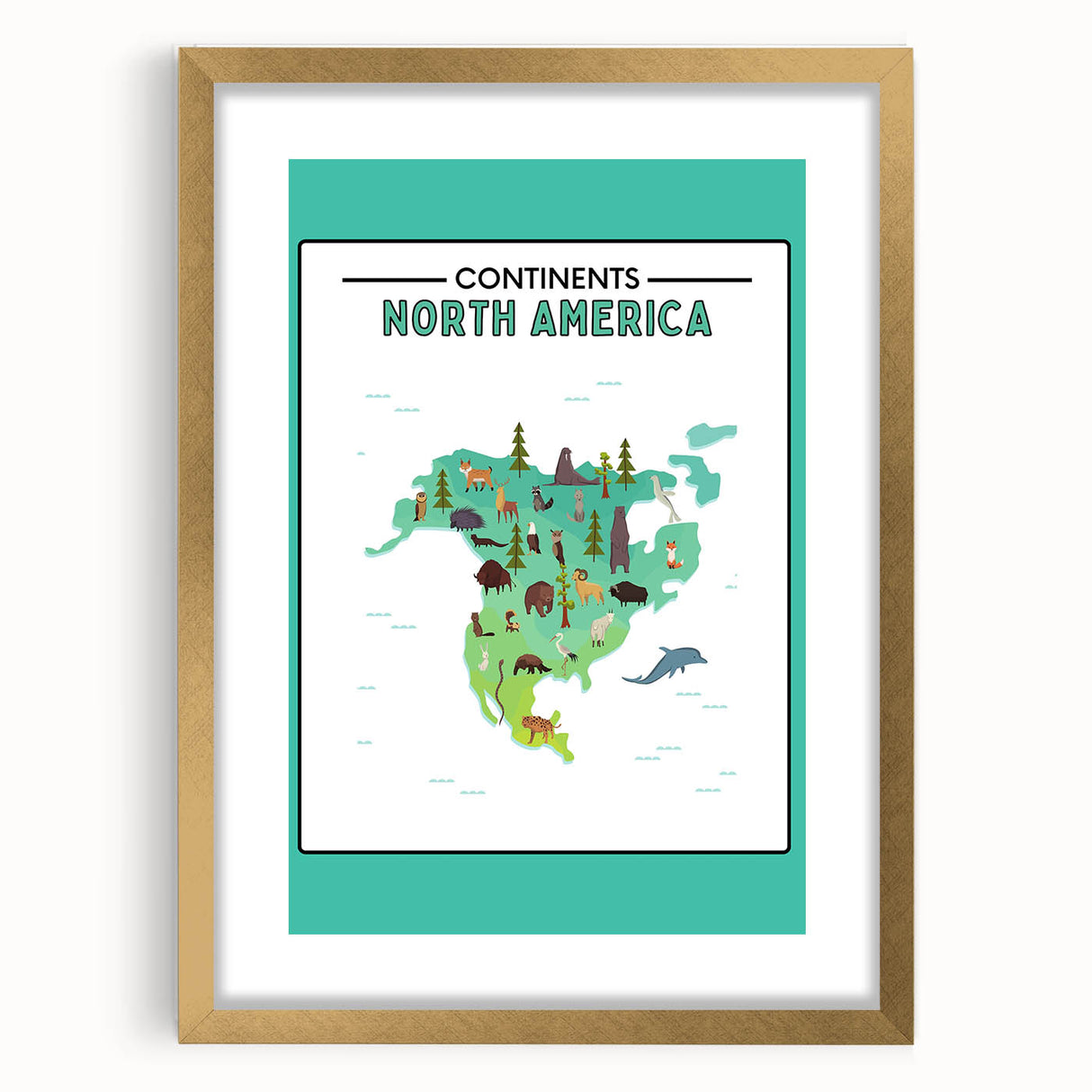 Educational Nursery Wall Decor – North America Continent Map