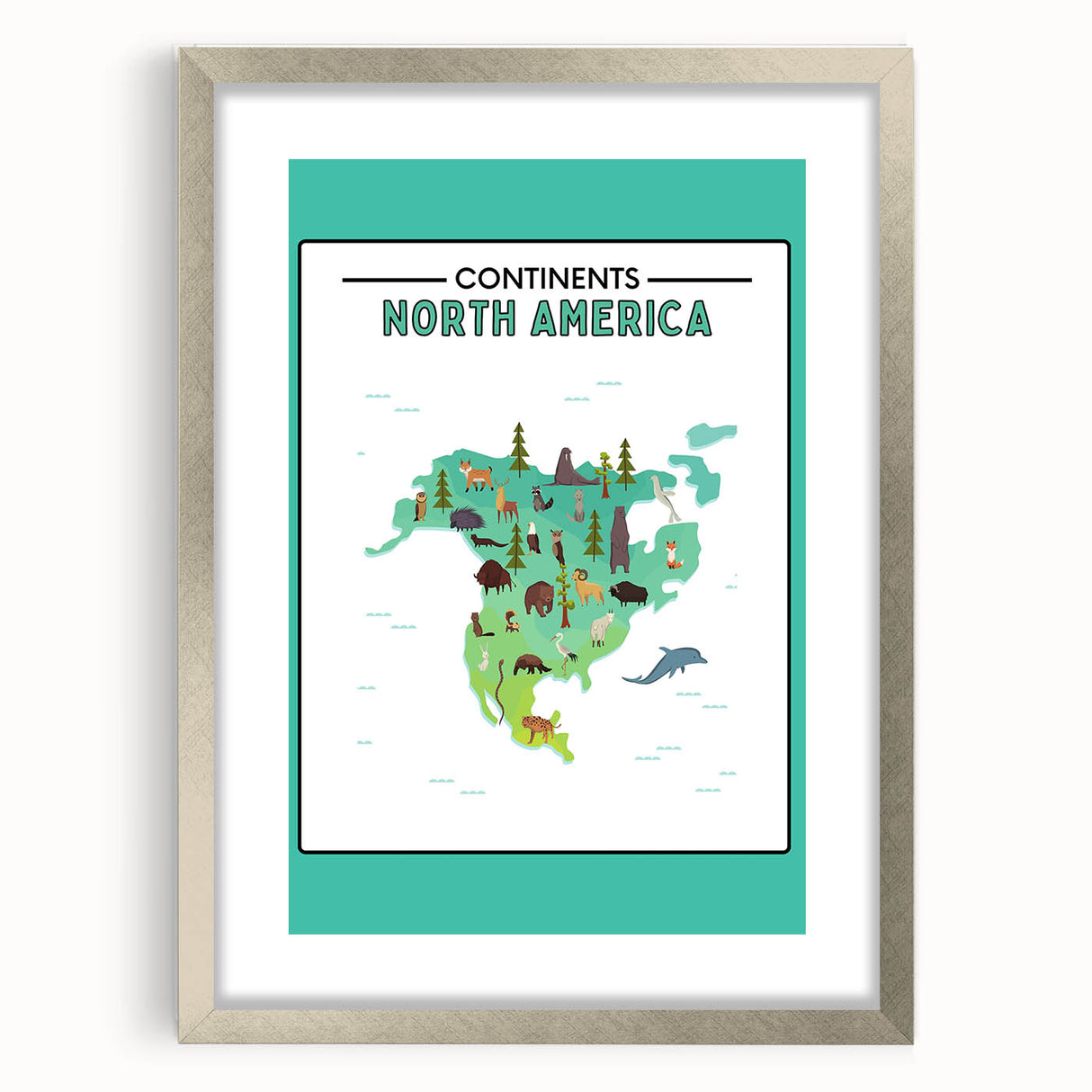 Educational Nursery Wall Decor – North America Continent Map