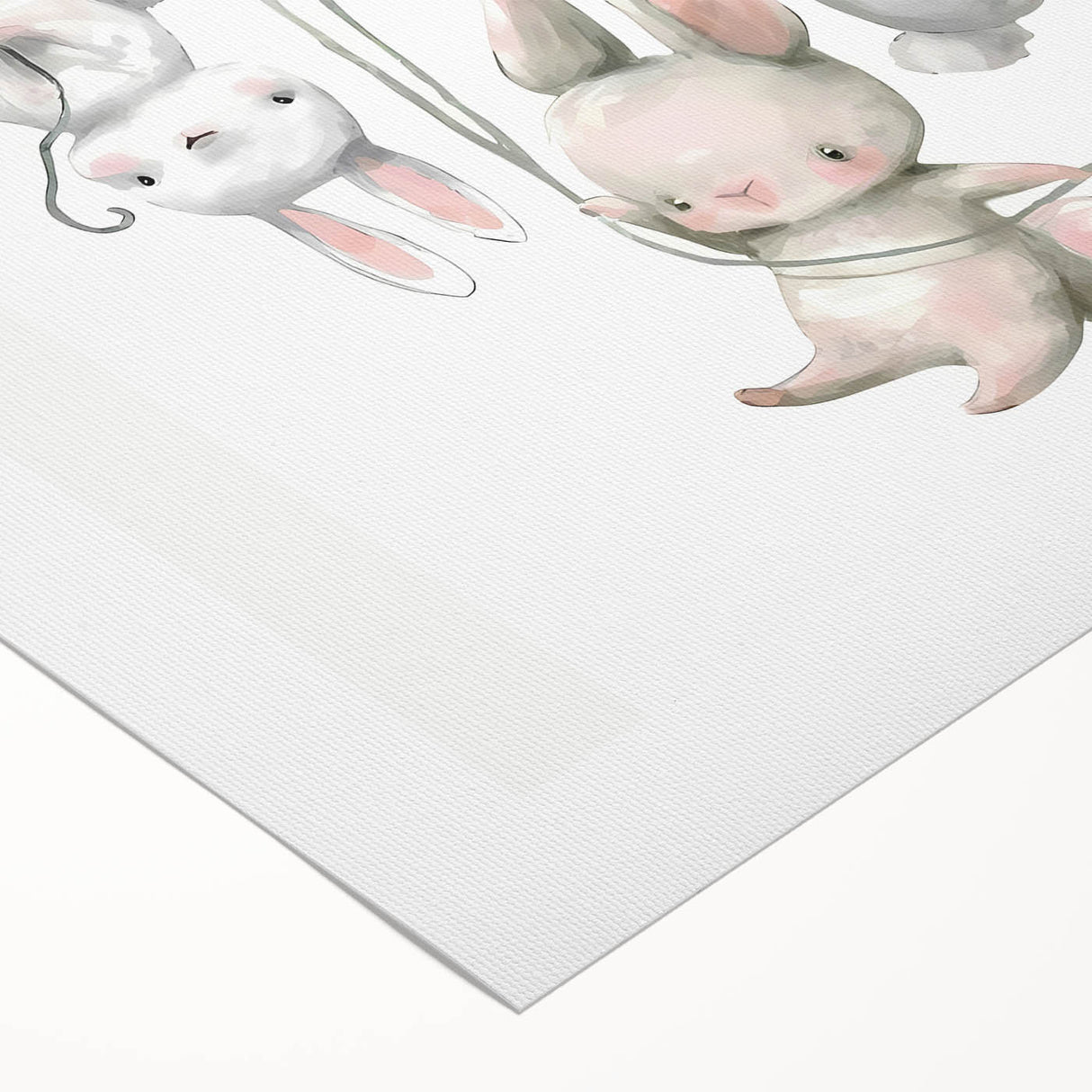 Floating Bunny Nursery Wall Art - Kids Room Balloon Print