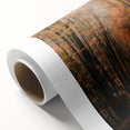 Art deco poster of an autumnal scene with warm orange and brown tones on rolled canvas, ideal for nursery wall art.