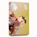 Large abstract wall art on acrylic glass depicting spring themes in soft pastel shades.