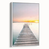 Vintage poster art of summer season on extra large framed canvas, featuring vibrant colors against a black background.
