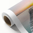 Art Deco poster of summer scene in pastel colors on rolled canvas, ideal for nursery wall art.