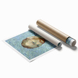 Extra large rolled canvas print depicting vibrant floral art in pastel shades.