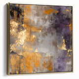 Framed abstract strokes wall art featuring elegant silver and gold tones on a textured canvas, perfect for modern home decor and artistic interior design.