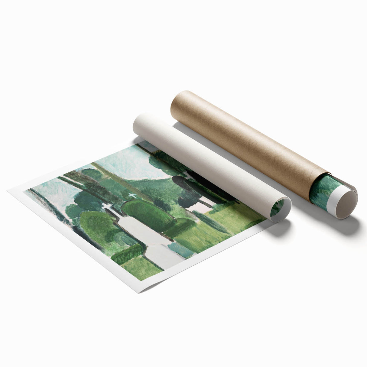 Modern Wall Art - Abstract Cemetery Landscape in Serene Greens