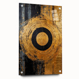 Abstract wall art featuring vibrant strokes in bold colors, displayed in an acrylic glass frame from a side view, secured with decorative pins for an elegant finish.