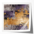 Abstract wall art print featuring vibrant strokes in shades of blue, pink, and gold, displayed in a mockup setting, perfect for modern home decor.
