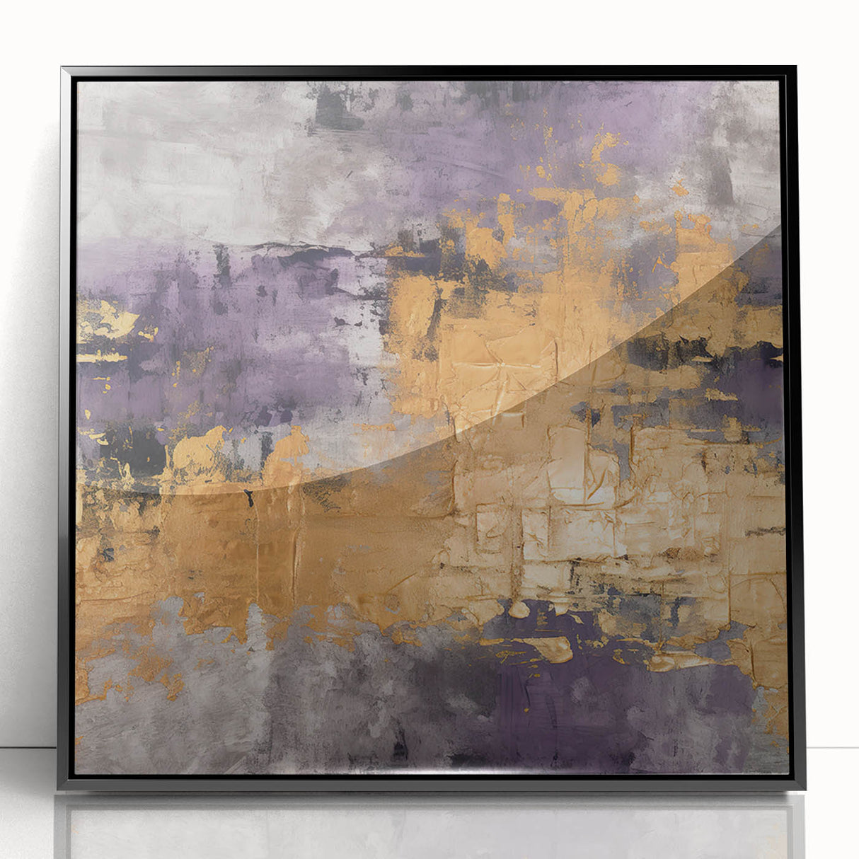 Framed abstract strokes wall art in black acrylic, showcasing dynamic brushwork and modern design, perfect for enhancing contemporary interior decor.