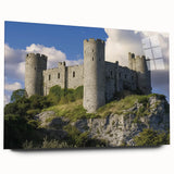 Acrylic glass artwork showcasing a stunning side view of a picturesque castle landscape, featuring vibrant colors and intricate details, ideal for home decor.