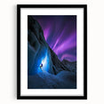 Framed black landscape artwork featuring intricate cave designs and a white mat, showcasing a modern aesthetic perfect for home decor or office spaces.