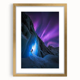Framed landscape artwork featuring a scenic cave view, adorned with a gold matting, perfect for adding elegance to home decor. Ideal for nature lovers and art enthusiasts.