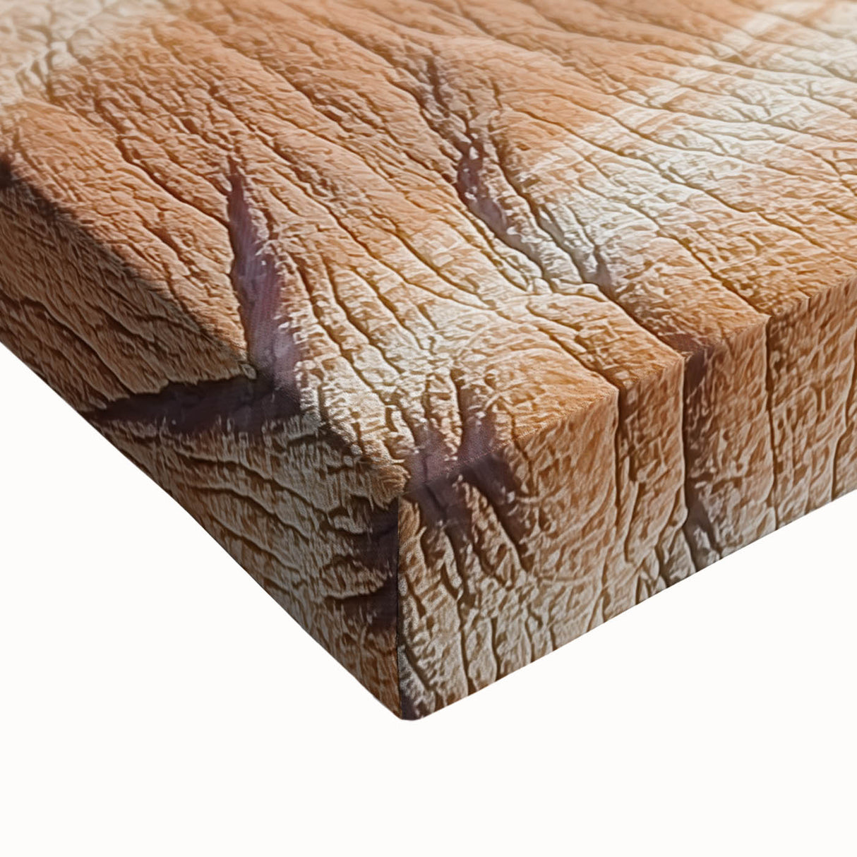 Close-up of a stretched canvas artwork depicting dramatic cliffs and vibrant landscapes, showcasing rich colors and intricate details, ideal for home decor.