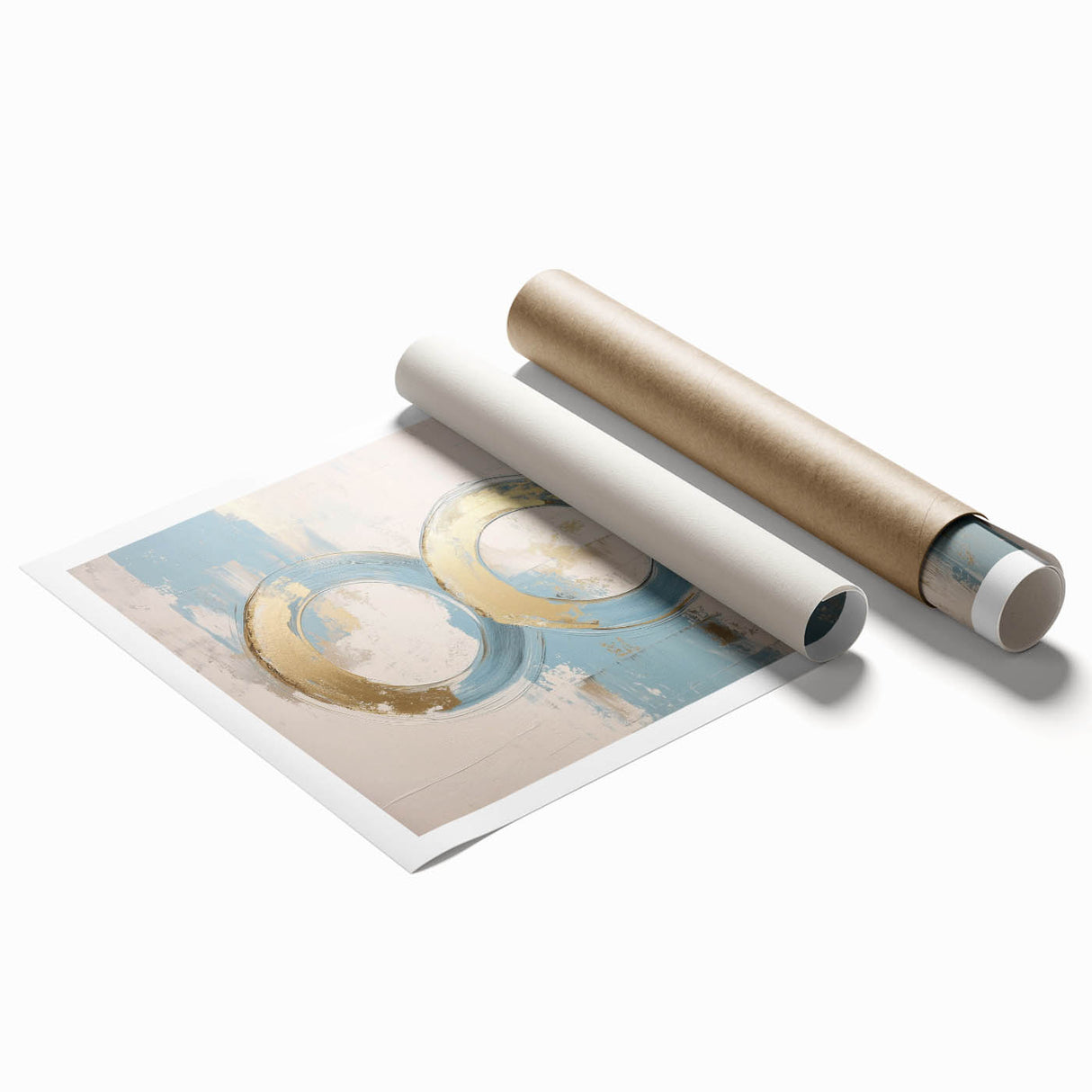 Elegant Bedroom Wall Art – Gold & Blue Framed Canvas and Acrylic Print