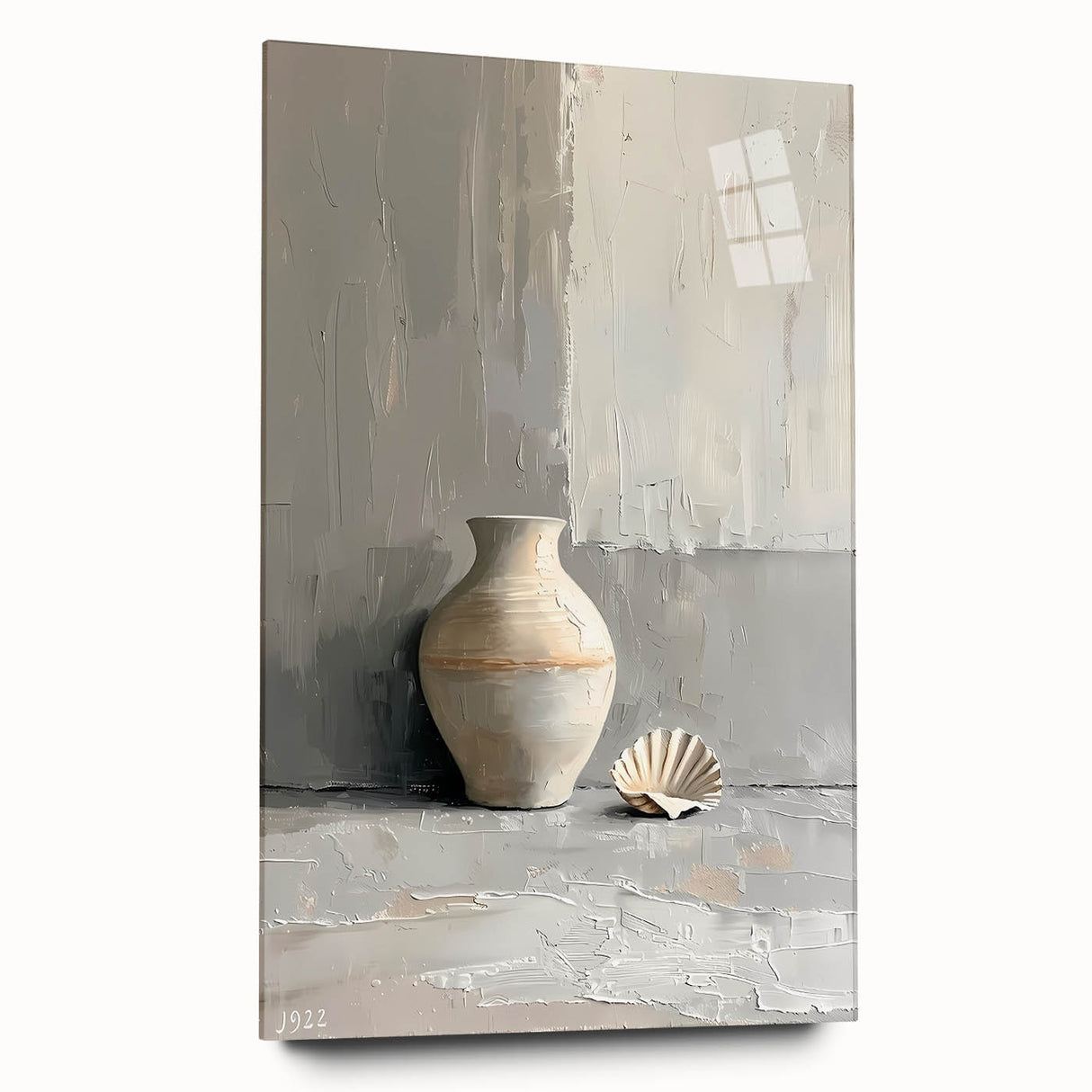 Dining Room Wall Decor - Neutral Vase & Shell Still Life Art