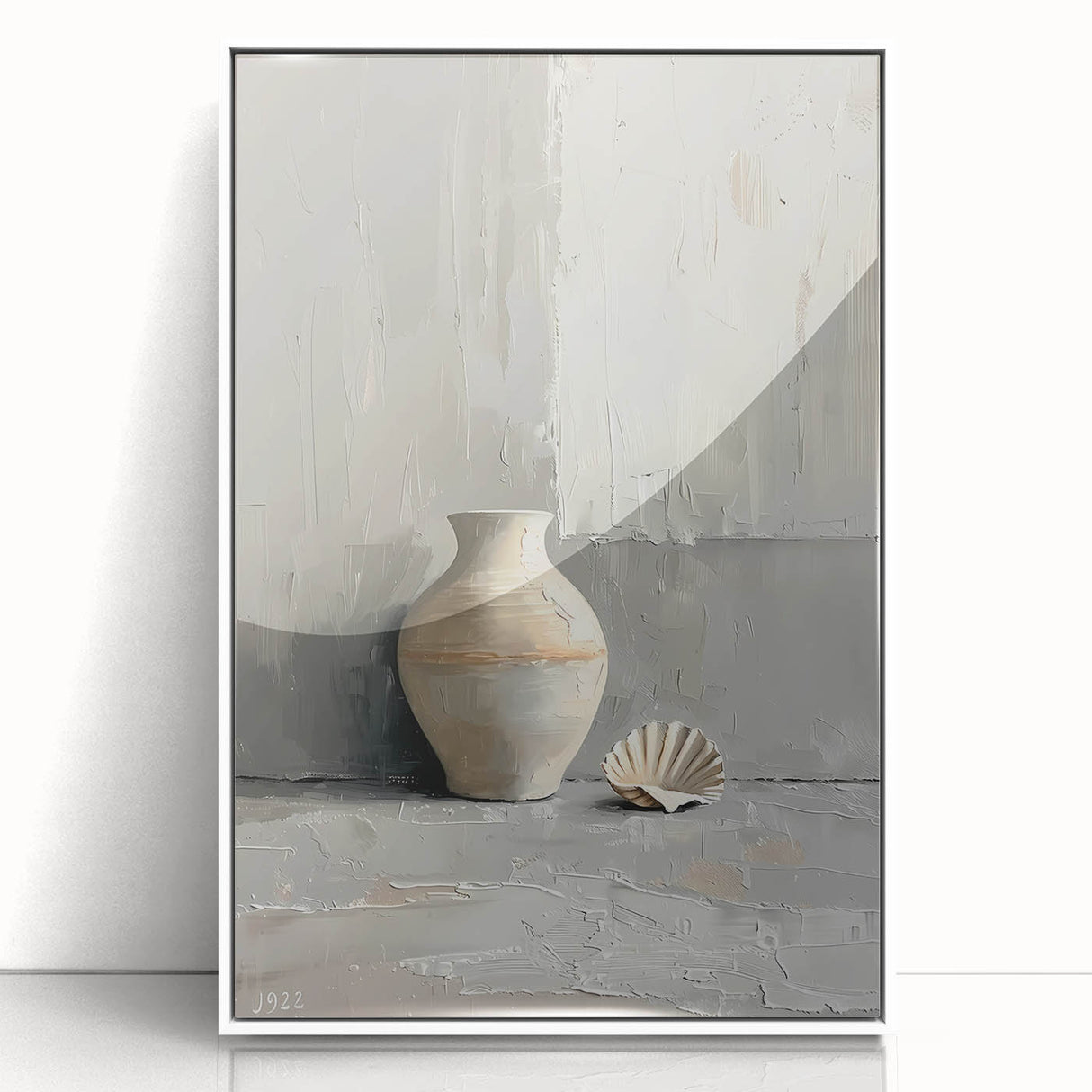 Dining Room Wall Decor - Neutral Vase & Shell Still Life Art