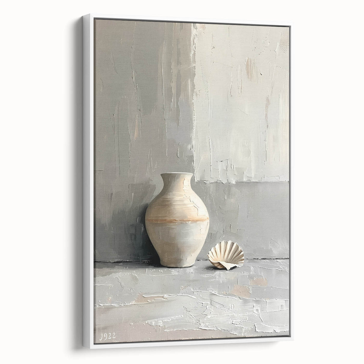 Dining Room Wall Decor - Neutral Vase & Shell Still Life Art
