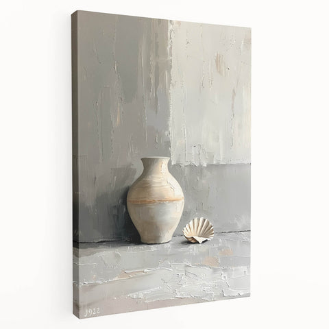 Dining Room Wall Decor - Neutral Vase & Shell Still Life Art