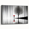 Abstract figurative wall art framed in black, showcasing bold colors and dynamic shapes, ideal for modern decor in living spaces or offices.