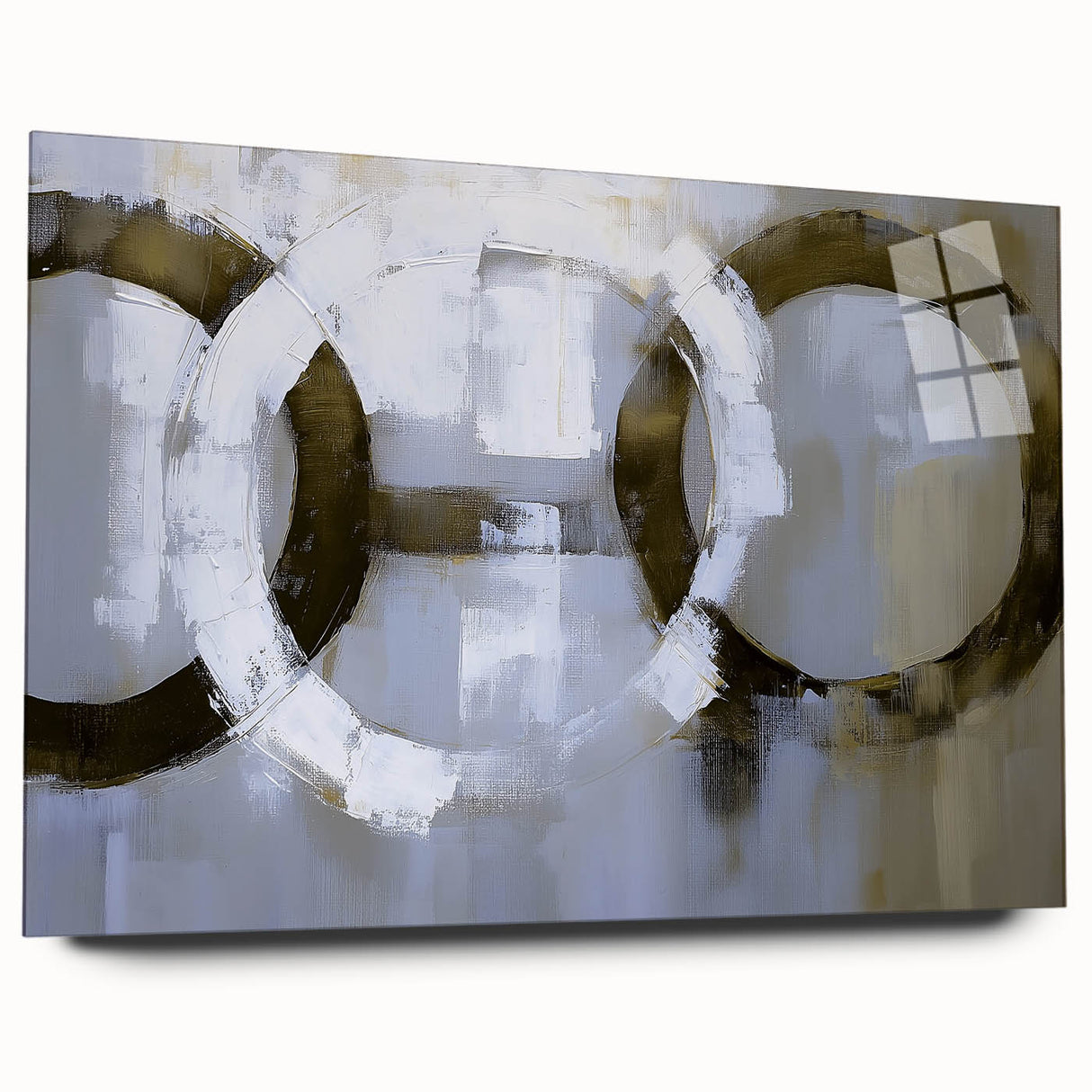 Abstract geometric acrylic glass art piece showcasing vibrant colors and unique shapes, set against a neutral background for modern decor. Ideal for contemporary spaces.