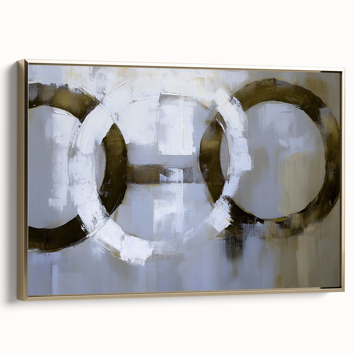 Framed geometric abstract canvas art in gold tones, showcasing a modern design with sharp lines and angles, ideal for contemporary home decor.