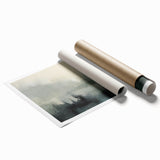 Abstract landscape wall art print showcasing vibrant colors and dynamic shapes, rolled and ready for framing. Ideal for modern home decor and artistic expressions.