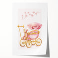 Personalized Kids Art - Pink Vintage Carriage Nursery Print