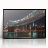 Framed acrylic artwork depicting a serene landscape bridge scene, featuring vibrant colors and intricate details, perfect for enhancing home decor.