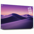 Acrylic landscape artwork showcasing a serene desert scene with vibrant colors, framed in glass and secured with pins, ideal for modern home decor.