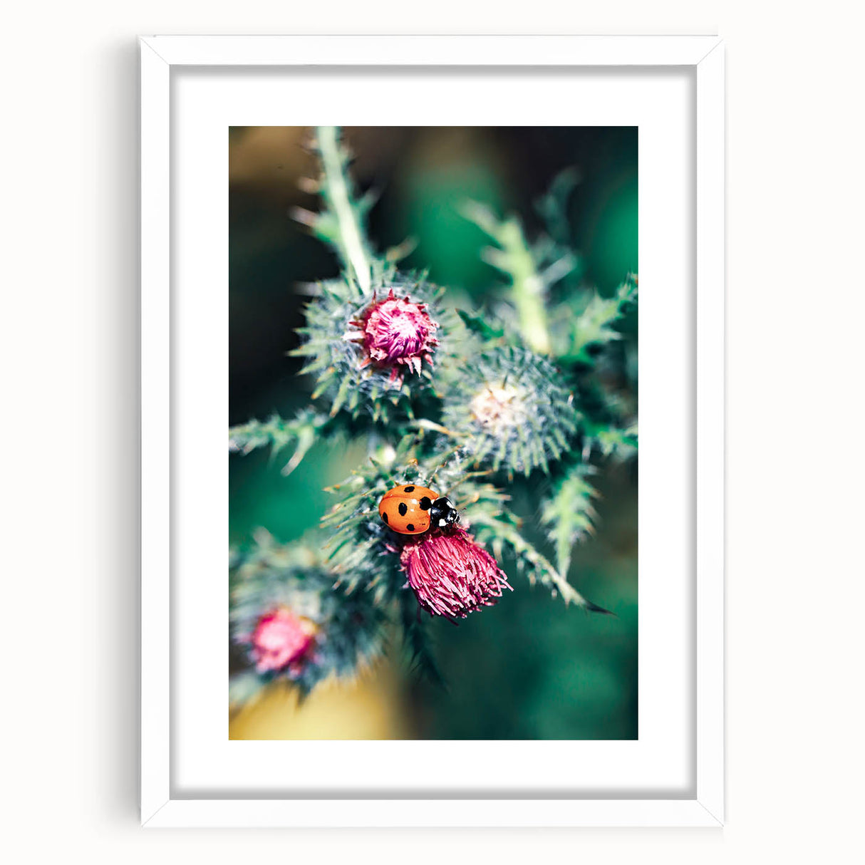 Abstract art print featuring swirling pastel hues on a white framed canvas, suitable for bedroom or dining room decor.