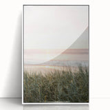 Art deco poster featuring a stylized summer scene in pastel shades, framed acrylic, ideal for nursery wall art.