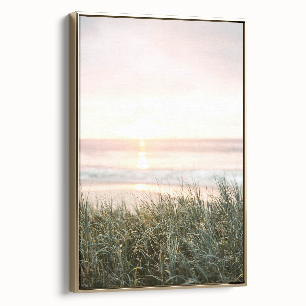 Framed canvas wall art featuring a vintage landscape painting with black and gold tones, ideal for bedroom decor.