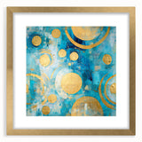 Abstract wall art featuring bold strokes in vibrant colors, framed with a sleek gold mat, ideal for modern home decor. Perfect for adding a stylish touch to any room.