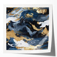 Abstract wall art design showcasing vibrant strokes in shades of blue, orange, and yellow, perfect for modern decor. Ideal for adding a pop of color to any room.