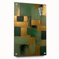 Abstract wall art featuring colorful strokes on acrylic glass, showcasing a vibrant and modern design, elegantly displayed with metal pins for a polished look.
